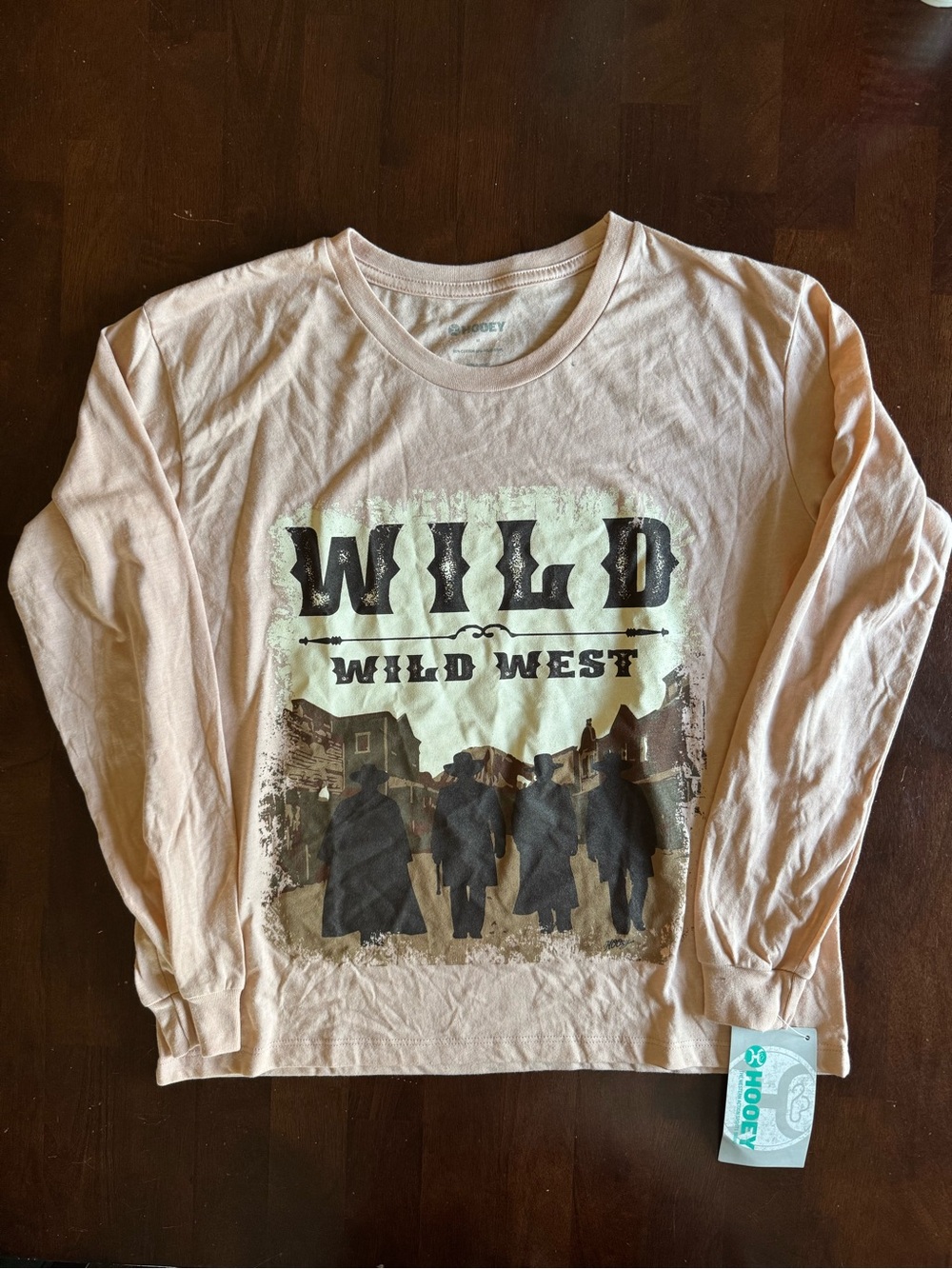 Hooey Wild Wild West Western Cowboy Graphic Long Sleeve Tee M NWT Flaw